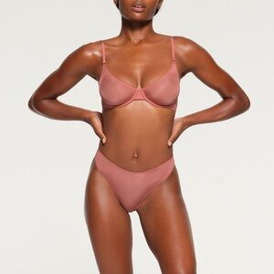 🧡SKIMS JELLY SHEER UNLINED SCOOP BRA IN TERRACOTTA 34C